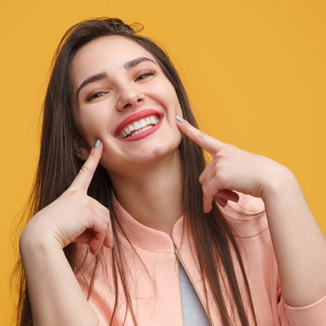 Lady shows pretty smile