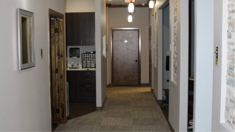 Hallway leading to dental treatment rooms