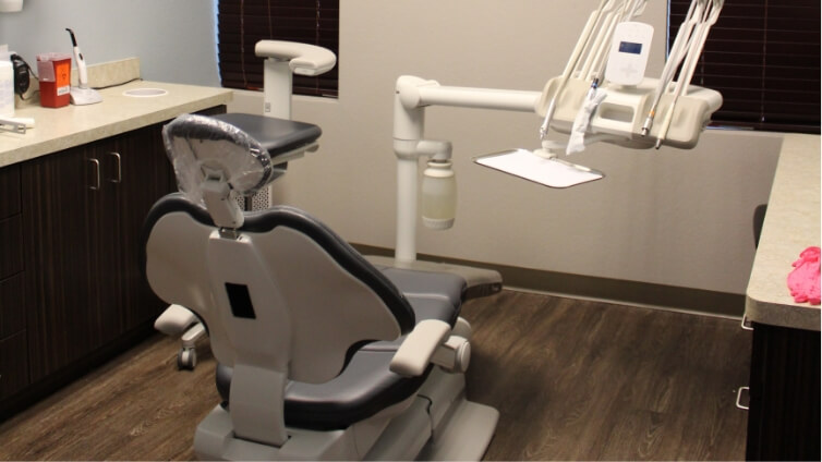 Close up of empty dental treatment chair